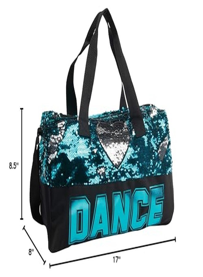 Danz N Motion Sequin Dance Heart Duffel Bag (Turquoise to Silver) - Image 2